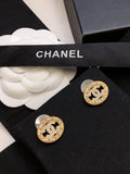 26Gold-tone openwork oval Double-C stud earrings with quilted relief detailing