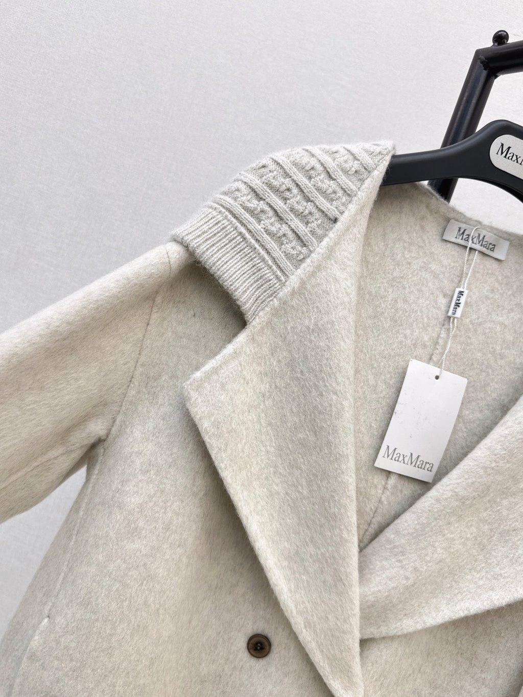 26 Fall/Winter New Knit Patchwork Mid-Length Hooded Wool Double-Faced Coat