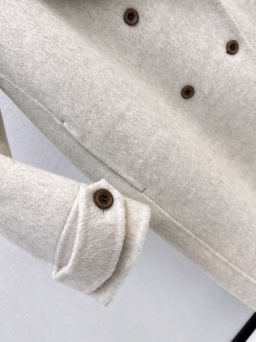 26 Fall/Winter New Knit Patchwork Mid-Length Hooded Wool Double-Faced Coat
