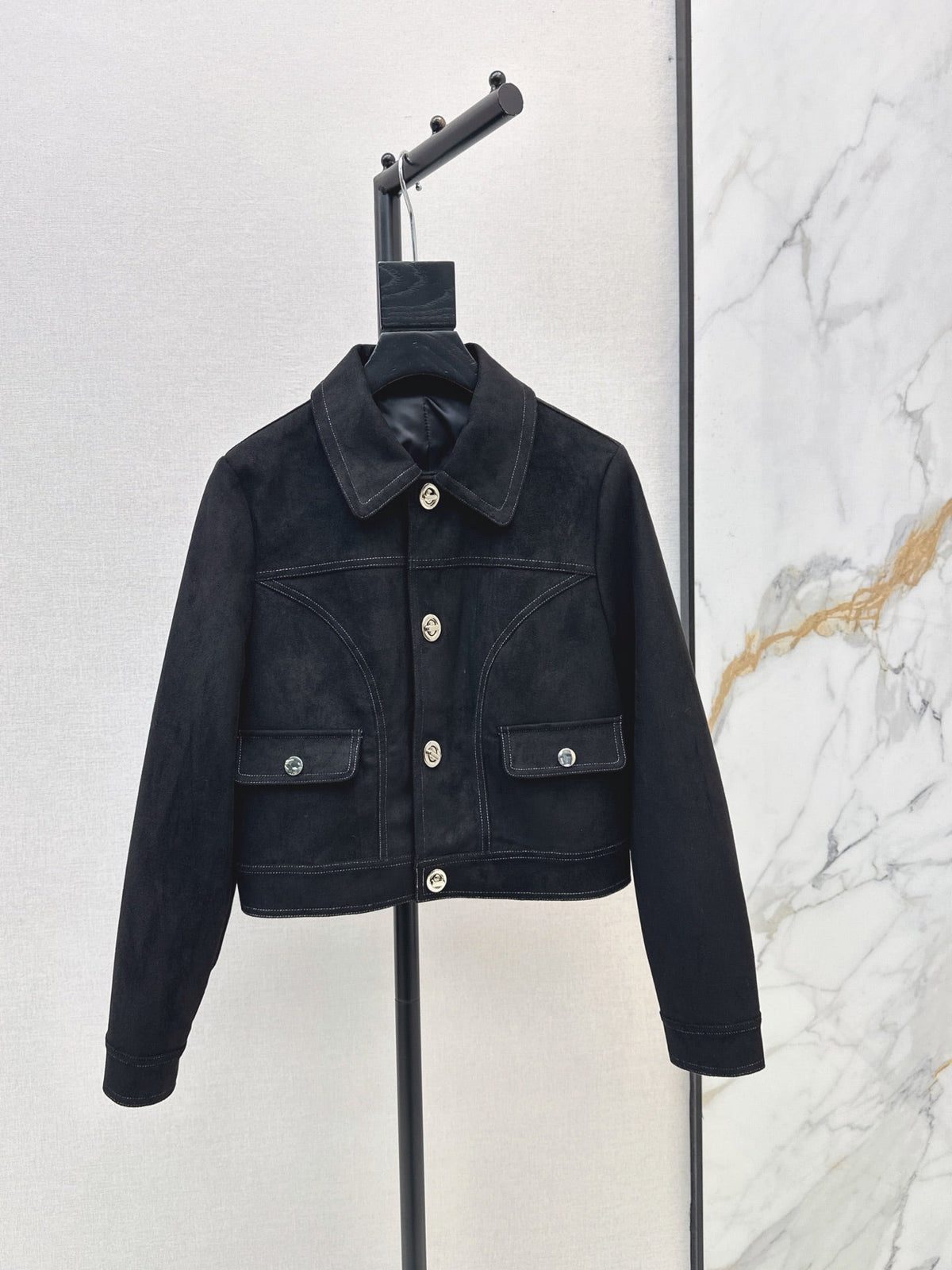 26 Fall/Winter Latest Custom Twist Small Silver Button Suede Jacket