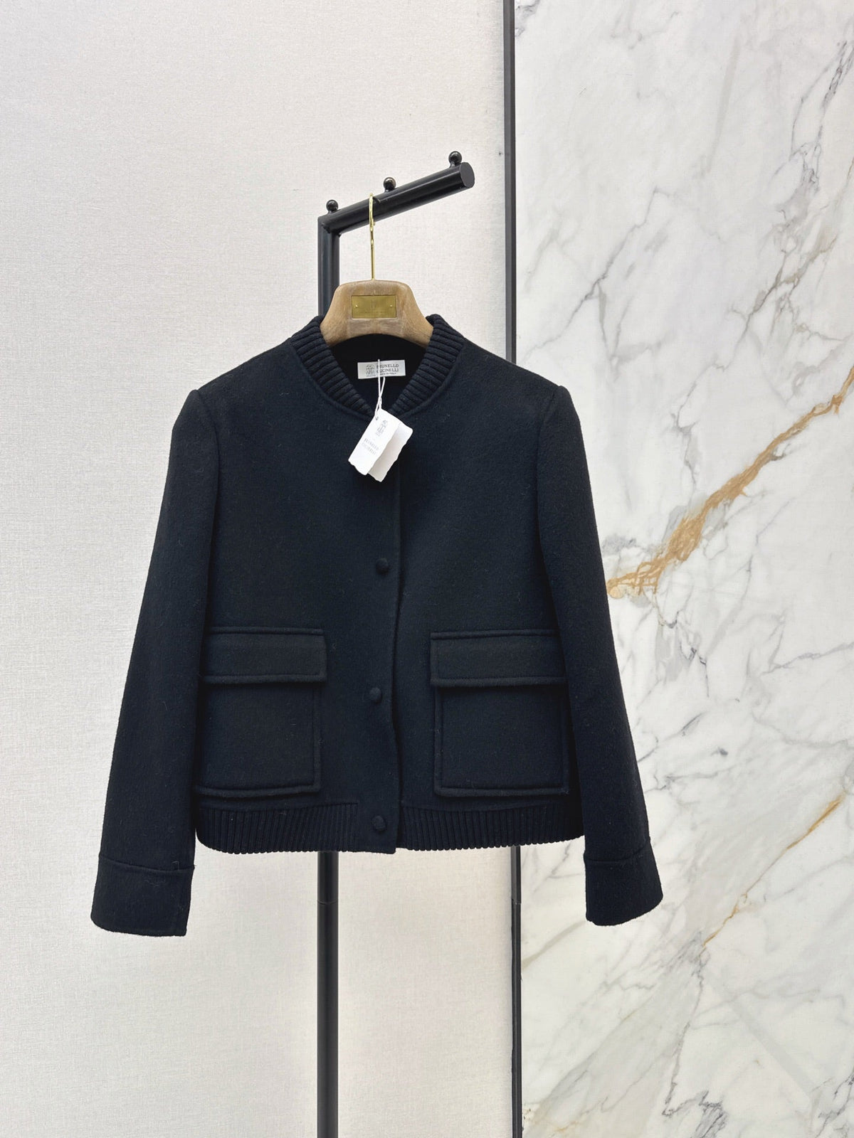 26Latest Autumn/Winter Minimalist Double-Faced Wool-Blend Jacket with Baseball Collar