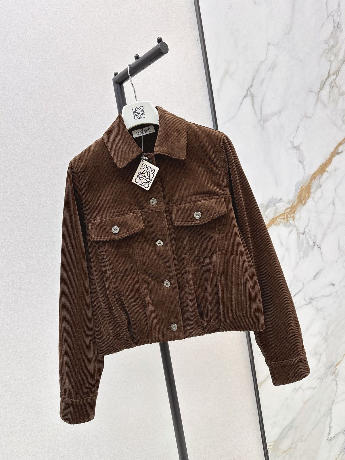 26Latest Autumn/Winter Chestnut Brown Corduroy Balloon-Hem Cropped Jacket