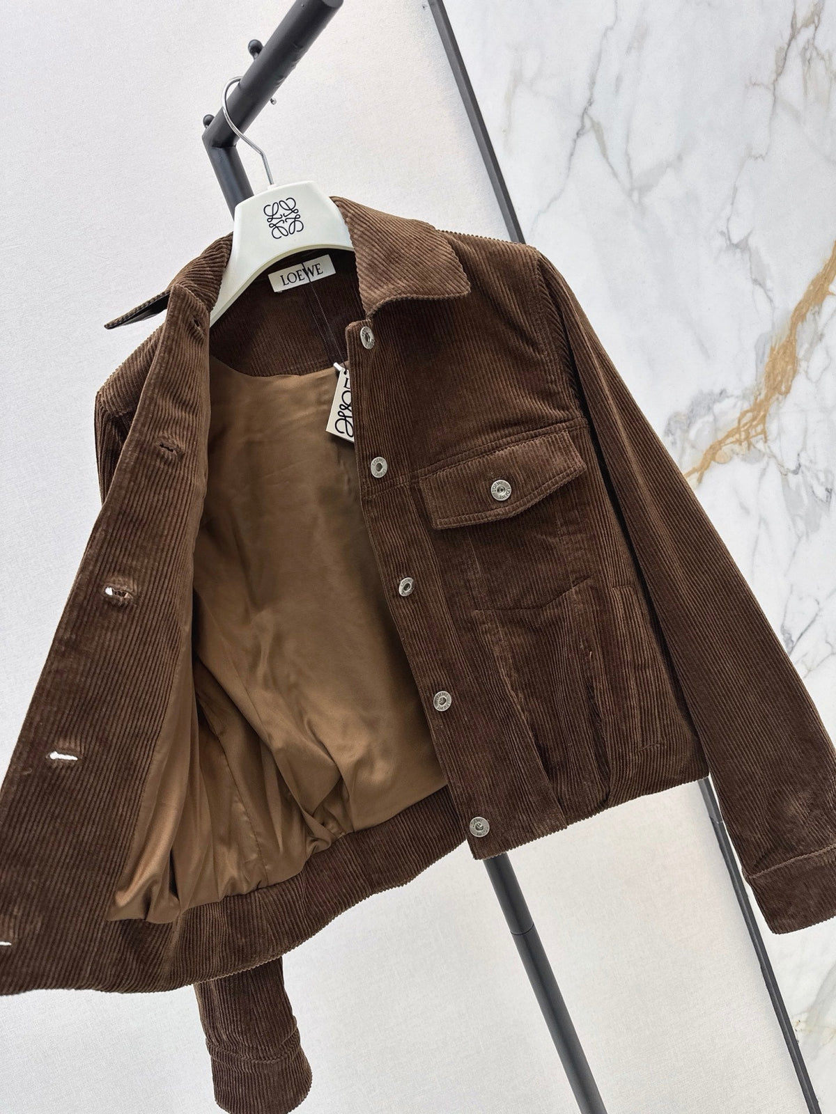 26Latest Autumn/Winter Chestnut Brown Corduroy Balloon-Hem Cropped Jacket