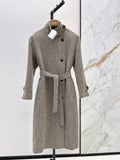 26Latest Autumn/Winter Minimalist Herringbone Coat with Button-Front Detail