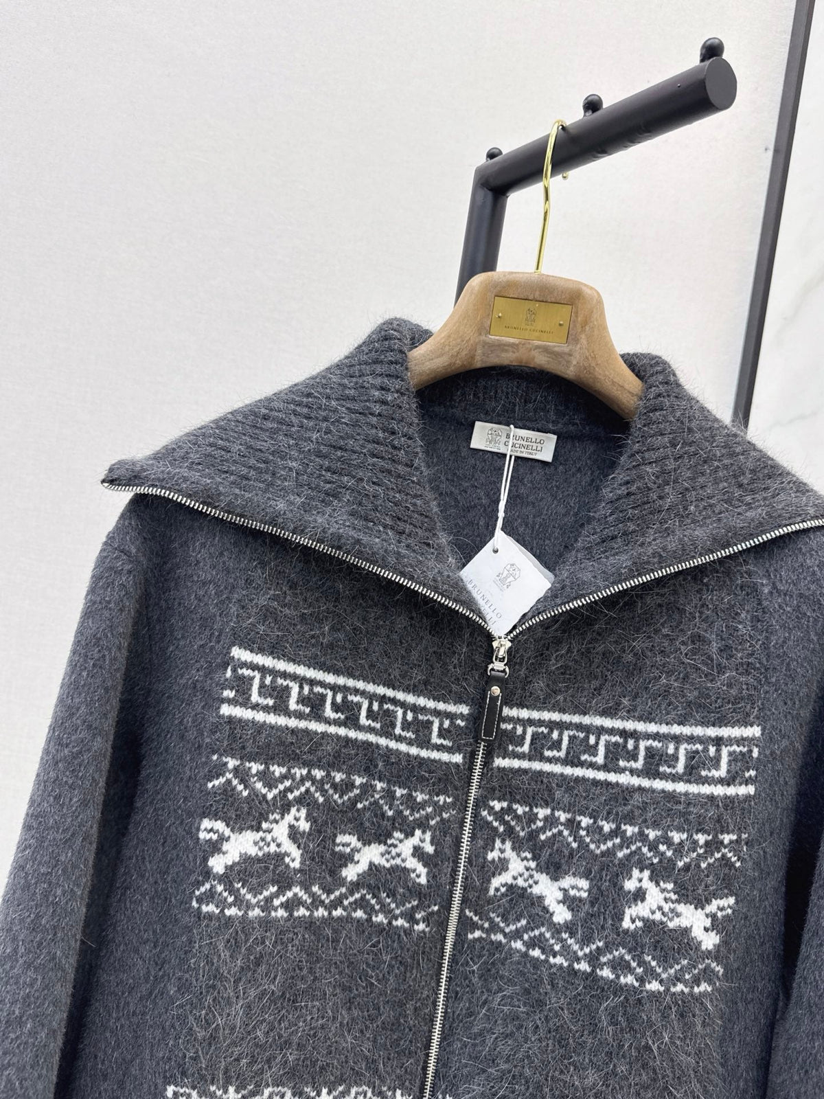 26Must-have for the season: Fair Isle style double-faced wool-blend coat with a classic collar.