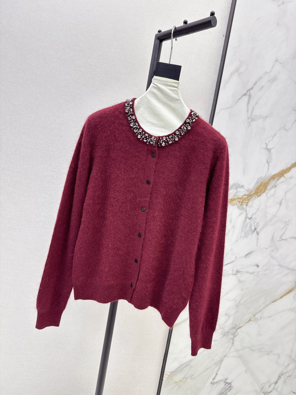 26Exquisite, Intricately Beaded Crew-Neck Knit Cardigan (Latest Autumn/Winter Collection)