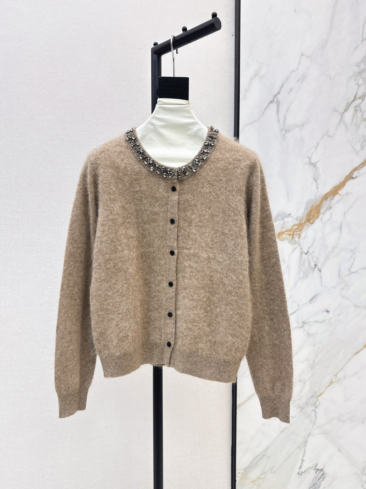 26Exquisite, Intricately Beaded Crew-Neck Knit Cardigan (Latest Autumn/Winter Collection)