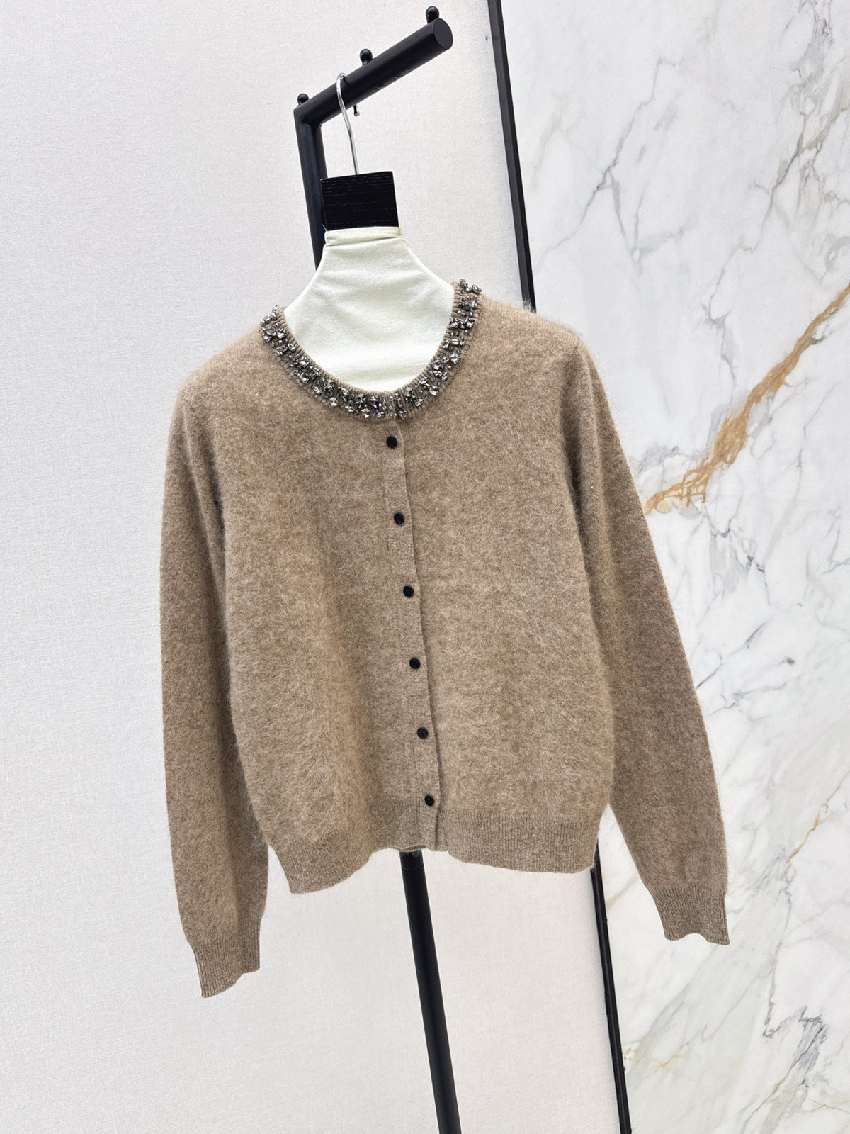 26Exquisite, Intricately Beaded Crew-Neck Knit Cardigan (Latest Autumn/Winter Collection)