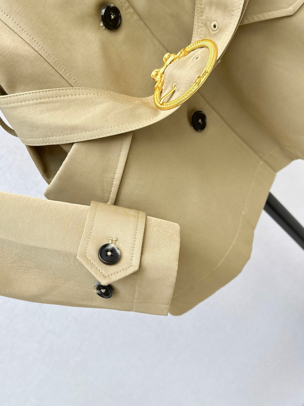26Latest Autumn/Winter Trench Coat with Metal Ring-Buckle Belt