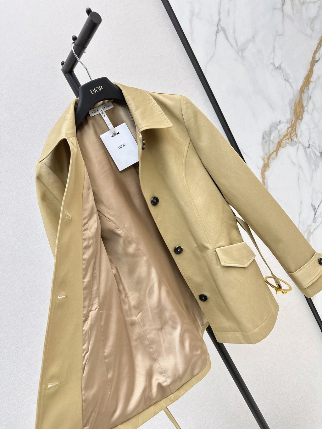 26Latest Autumn/Winter Trench Coat with Metal Ring-Buckle Belt