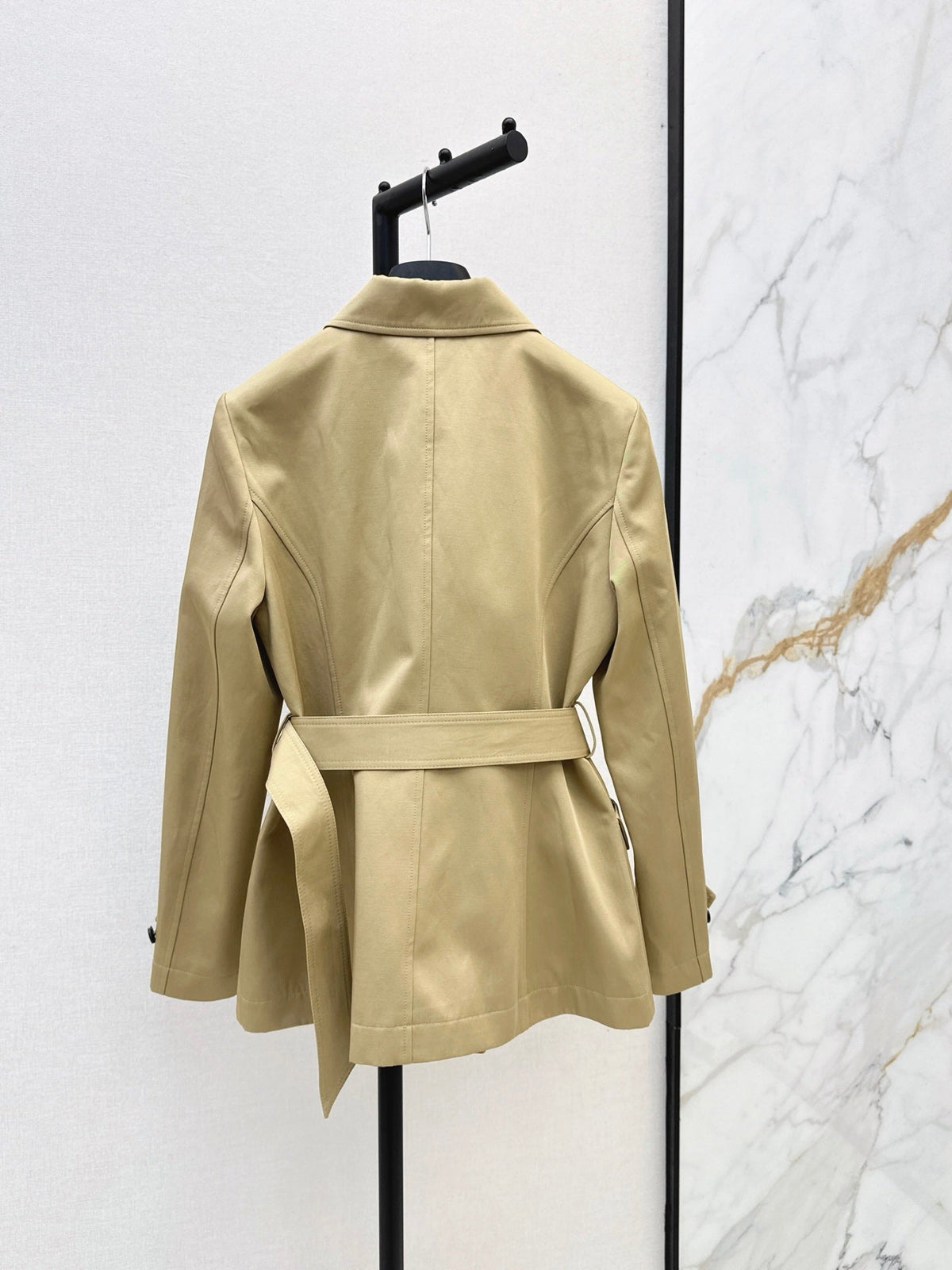26Latest Autumn/Winter Trench Coat with Metal Ring-Buckle Belt