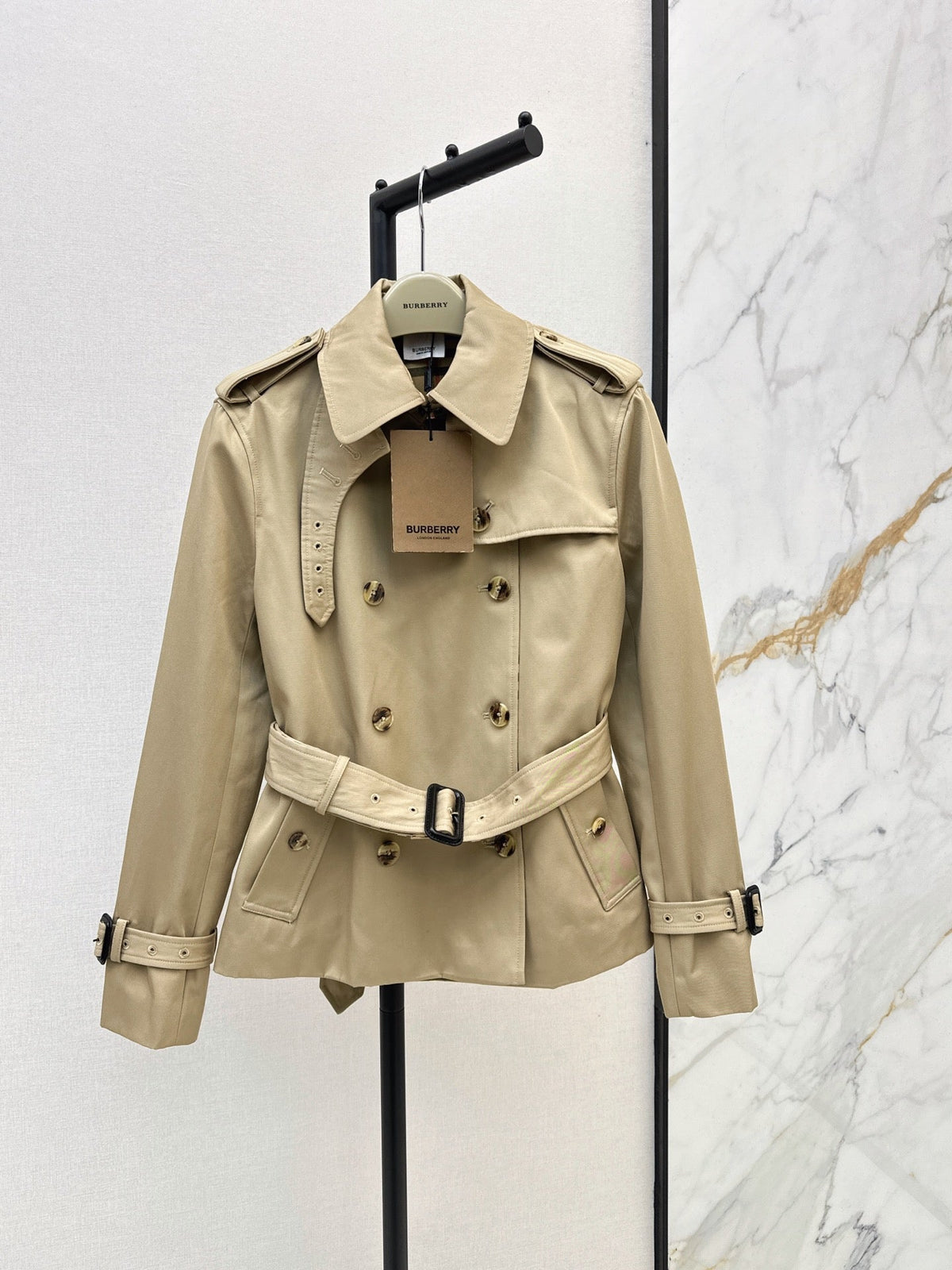 26Latest Classic Double-Breasted Short Trench Coat for Autumn/Winter