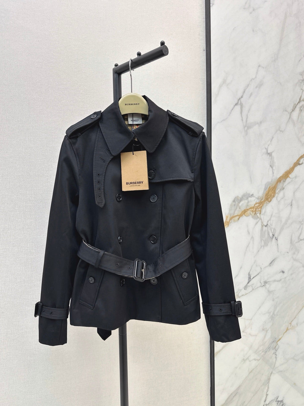26Latest Classic Double-Breasted Short Trench Coat for Autumn/Winter