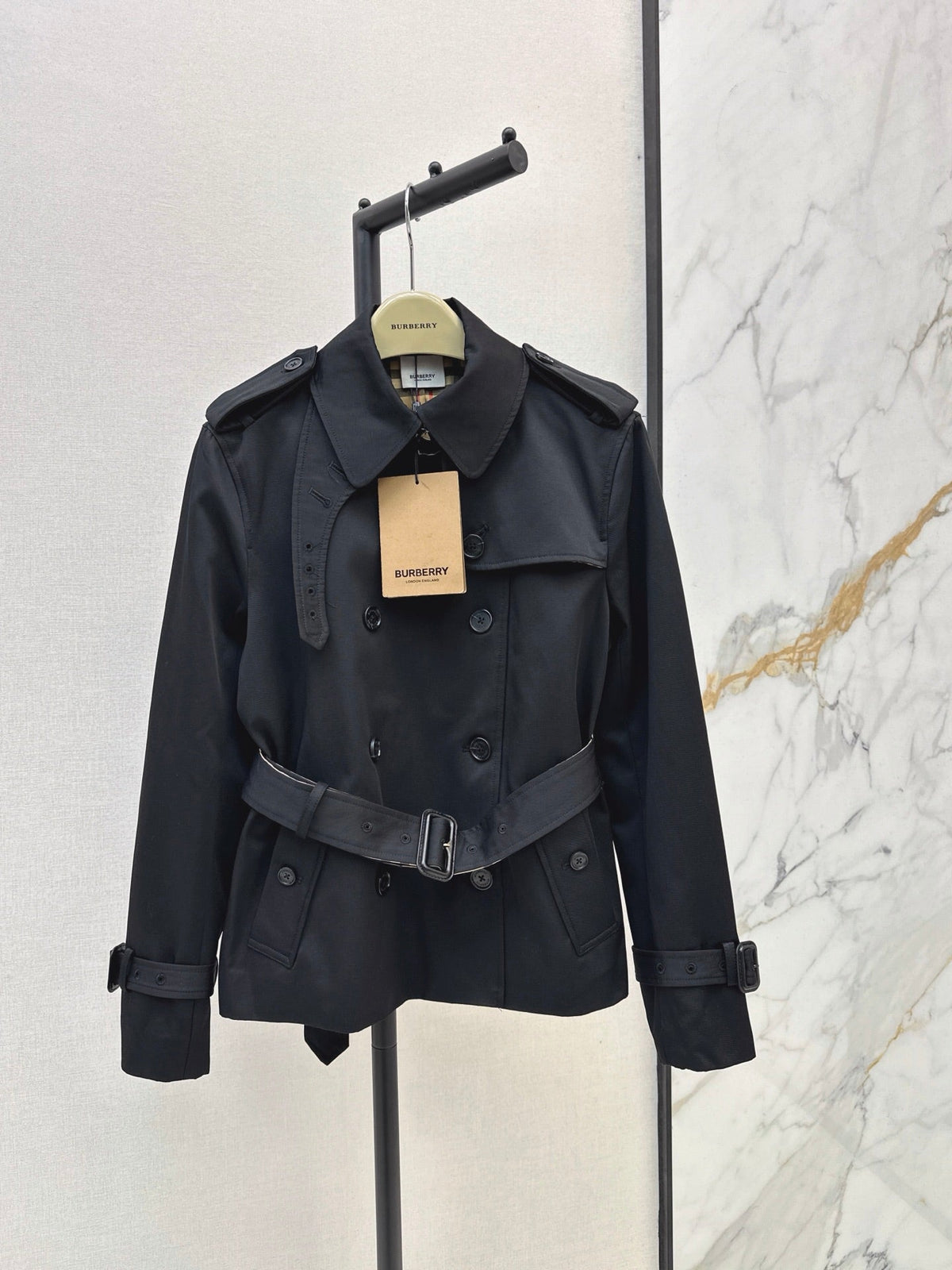 26Latest Classic Double-Breasted Short Trench Coat for Autumn/Winter
