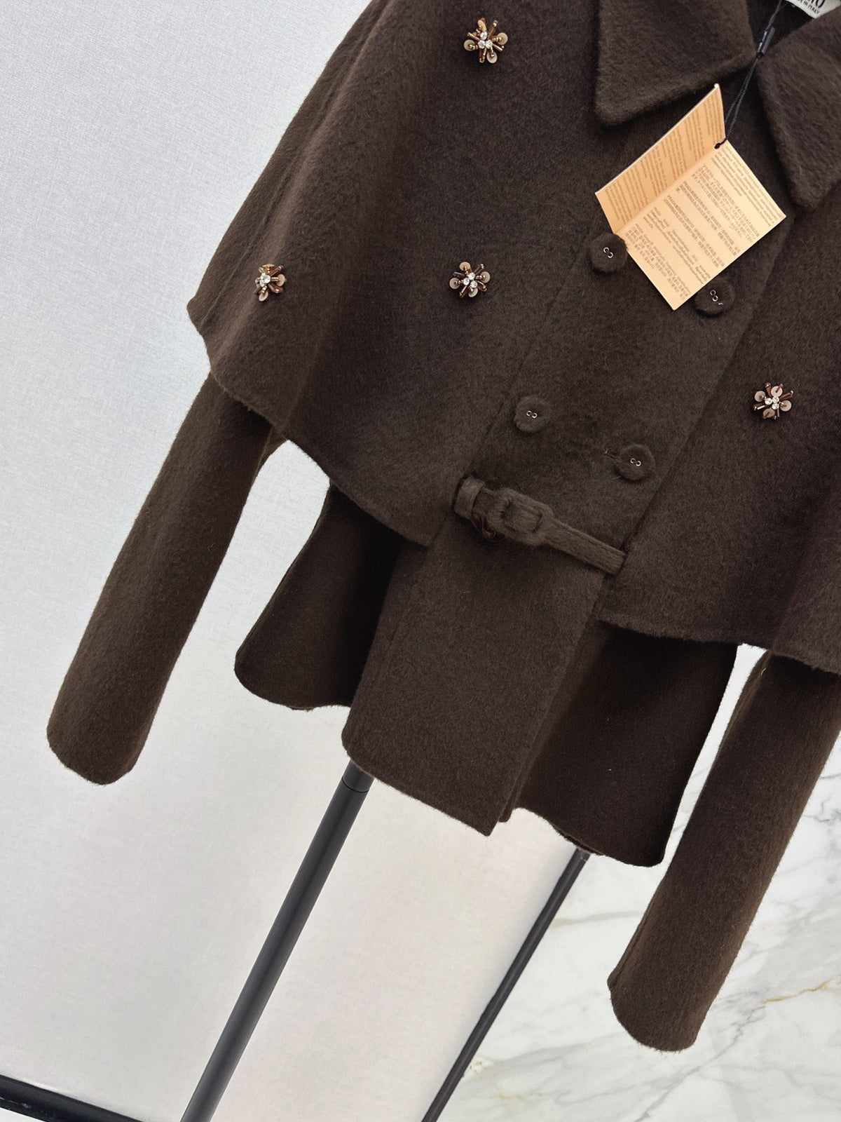 26Latest Autumn/Winter "Socialite-Style" Double-Faced Wool Coat (Cape-Style/Faux-Layered Look)