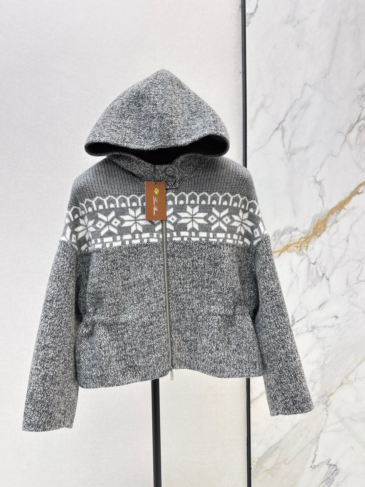 26Latest Autumn/Winter "Old Money" Style Reversible Wool-Blend & Snowflake-Pattern Knit Jacket