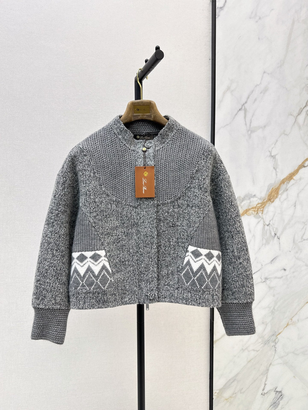 26New Autumn/Winter "Old Money" Style Reversible Wool-Blend Coat with Snowflake Jacquard & Panel Detailing