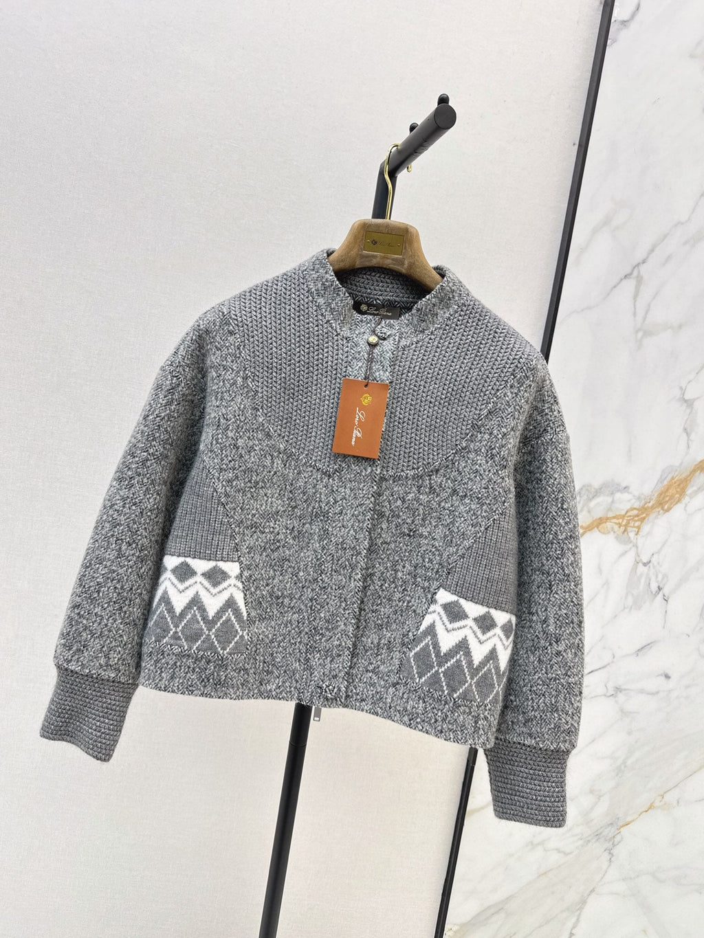 26New Autumn/Winter "Old Money" Style Reversible Wool-Blend Coat with Snowflake Jacquard & Panel Detailing