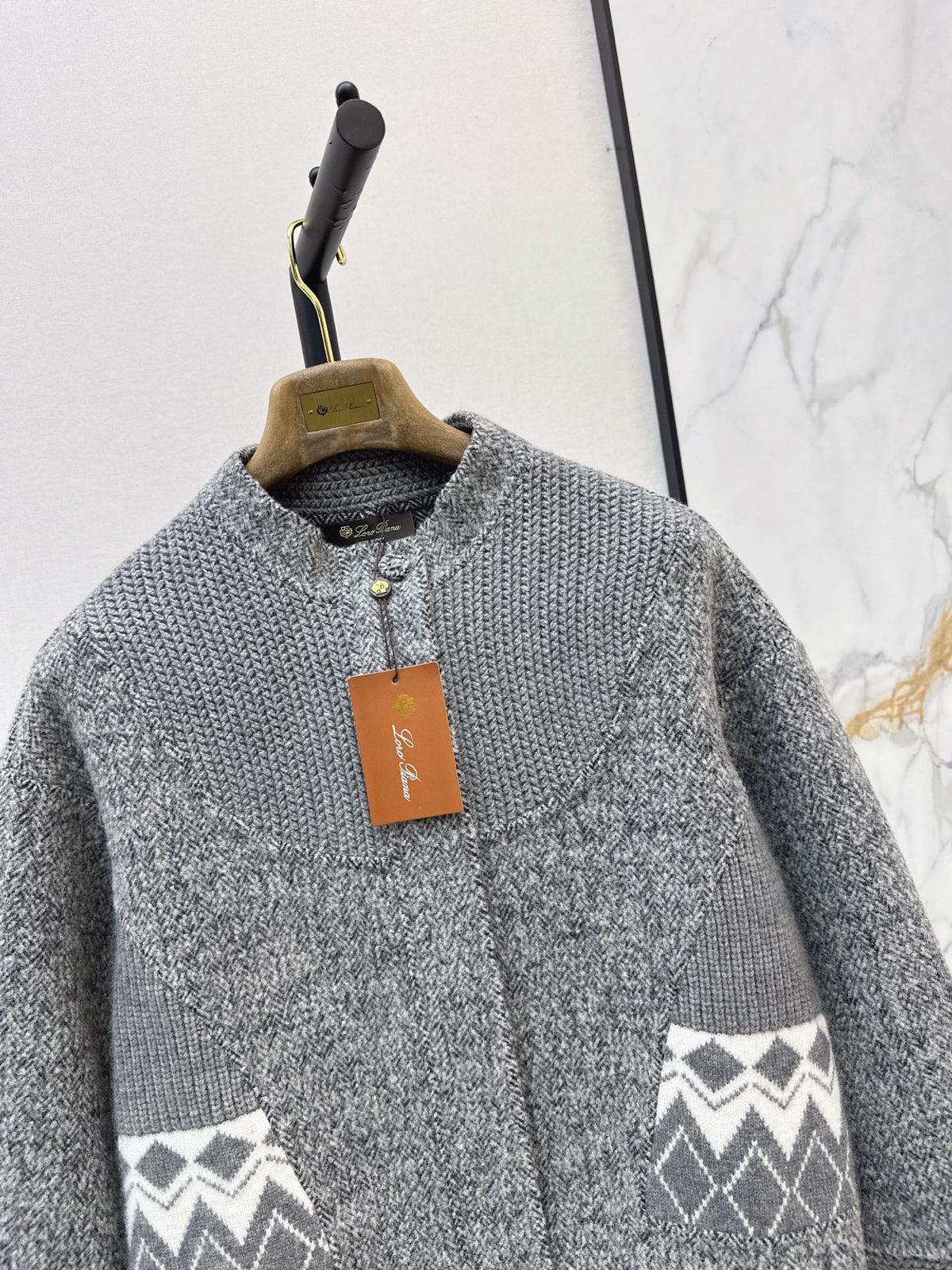 26New Autumn/Winter "Old Money" Style Reversible Wool-Blend Coat with Snowflake Jacquard & Panel Detailing