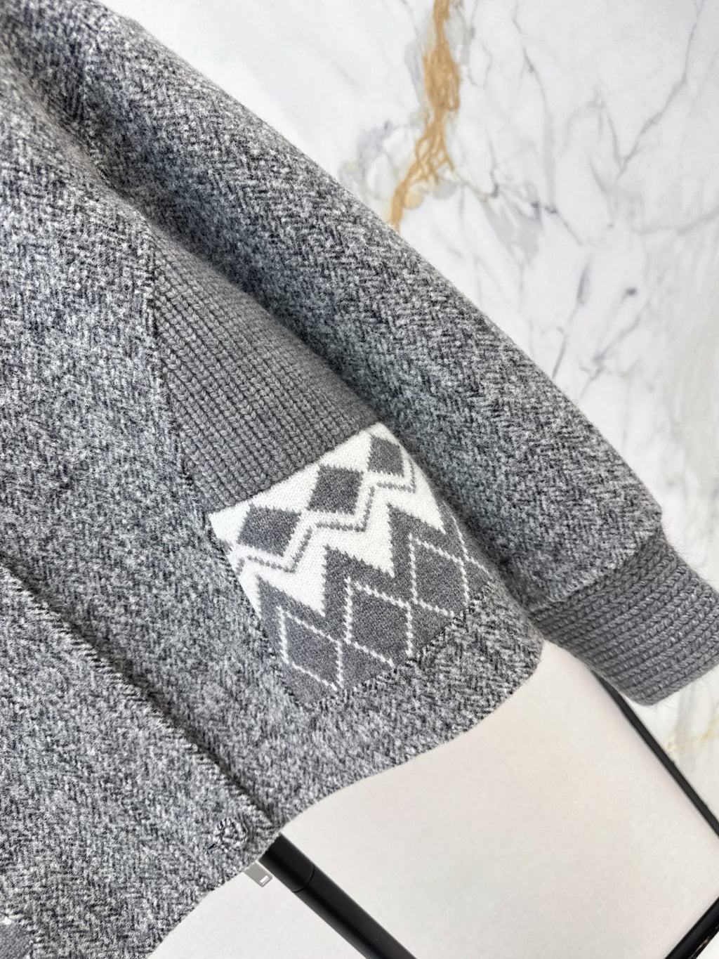 26New Autumn/Winter "Old Money" Style Reversible Wool-Blend Coat with Snowflake Jacquard & Panel Detailing