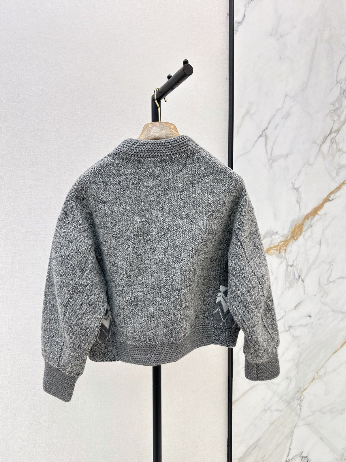 26New Autumn/Winter "Old Money" Style Reversible Wool-Blend Coat with Snowflake Jacquard & Panel Detailing