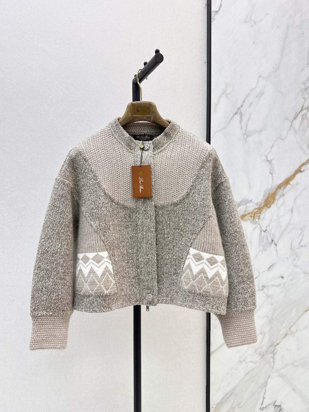 26New Autumn/Winter "Old Money" Style Reversible Wool-Blend Coat with Snowflake Jacquard & Panel Detailing