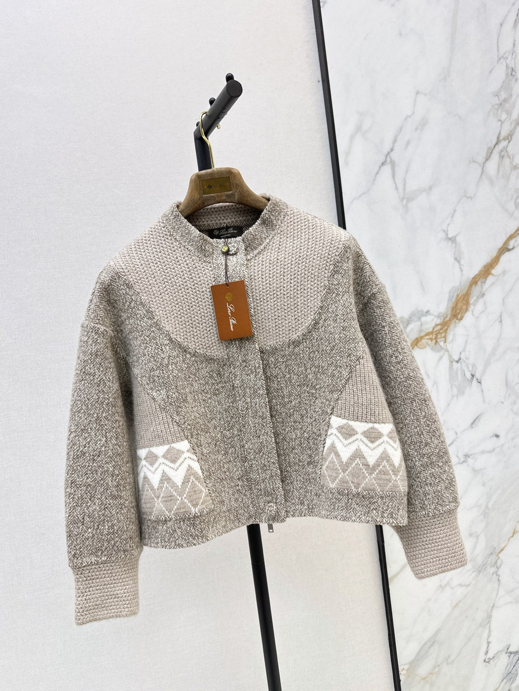 26New Autumn/Winter "Old Money" Style Reversible Wool-Blend Coat with Snowflake Jacquard & Panel Detailing