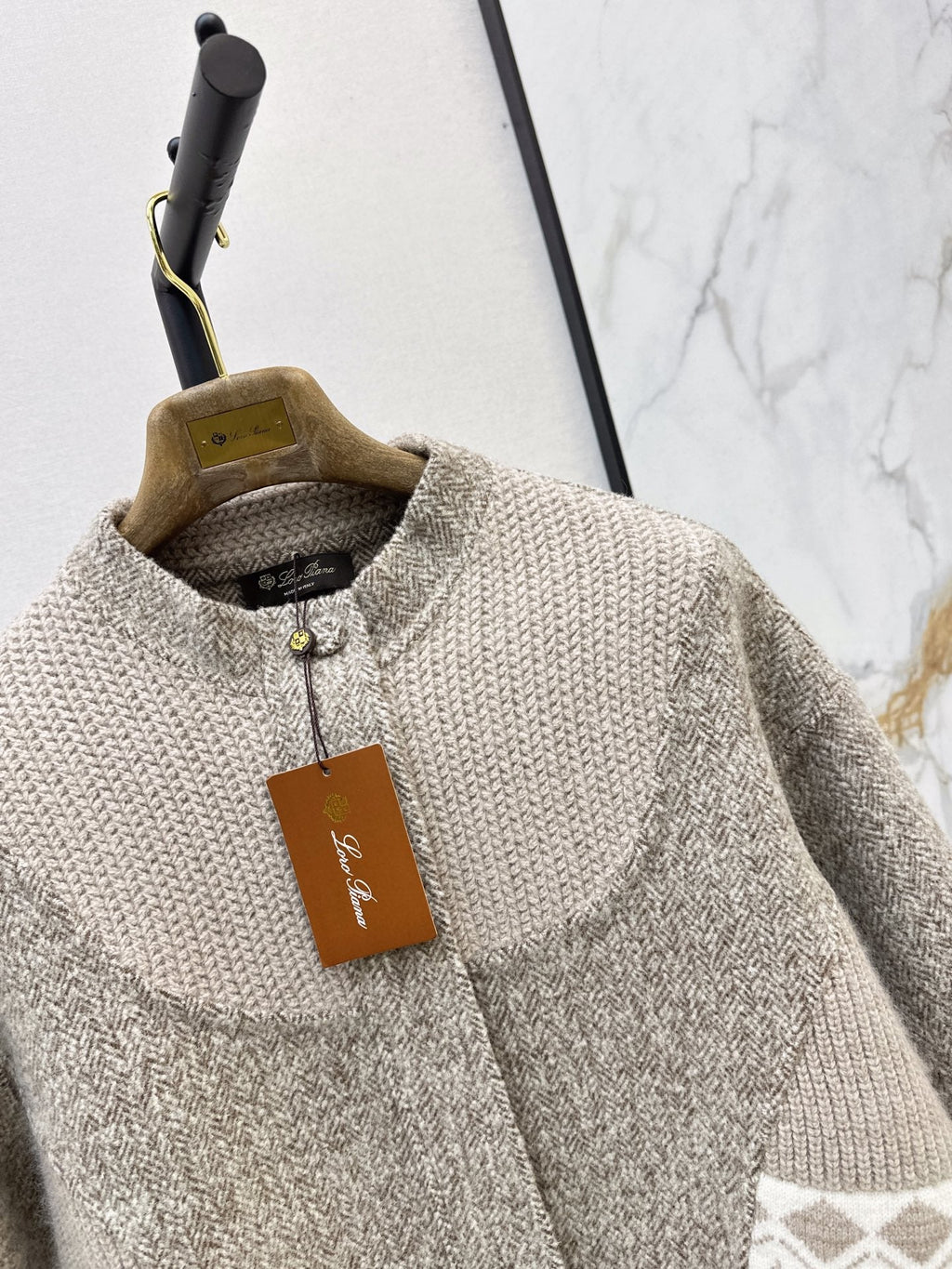 26New Autumn/Winter "Old Money" Style Reversible Wool-Blend Coat with Snowflake Jacquard & Panel Detailing