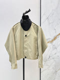 26Latest Autumn/Winter Cropped Trench Coat with Woven Leather Collar