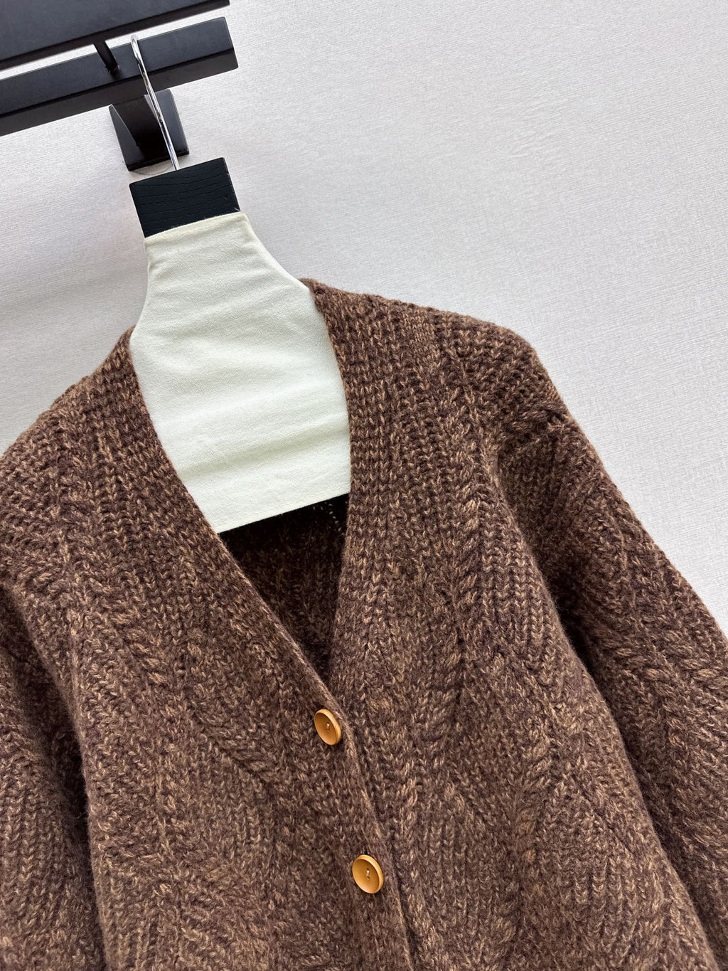 26Latest Autumn/Winter Premium Solid-Color Textured V-Neck Knit Cardigan