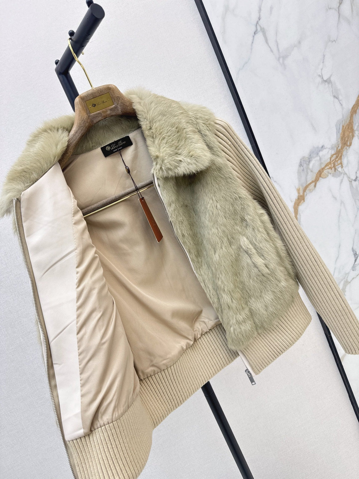 26Latest Autumn/Winter "Faux-Layered" Knit Jacket with Rabbit Fur Accents
