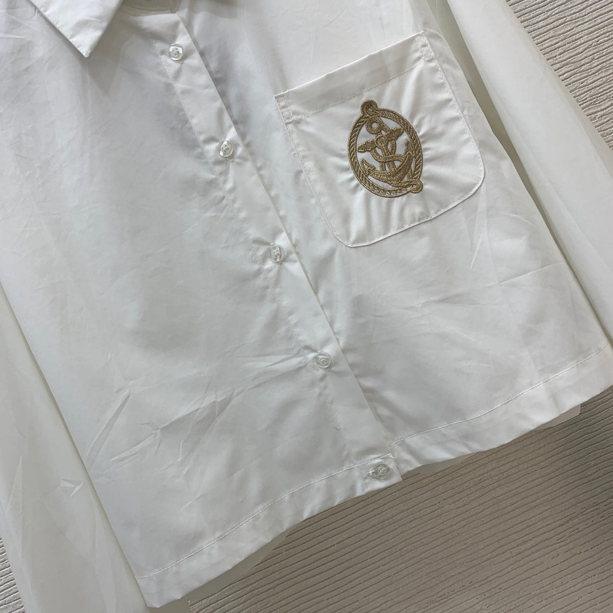 26New Polo-Collar Long-Sleeve Cropped Shirt/Top