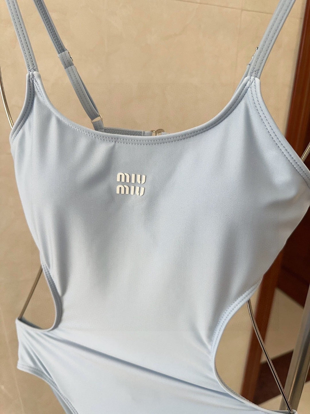 Sky blue one-piece swimsuit