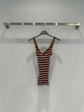 Lace-trimmed striped vest