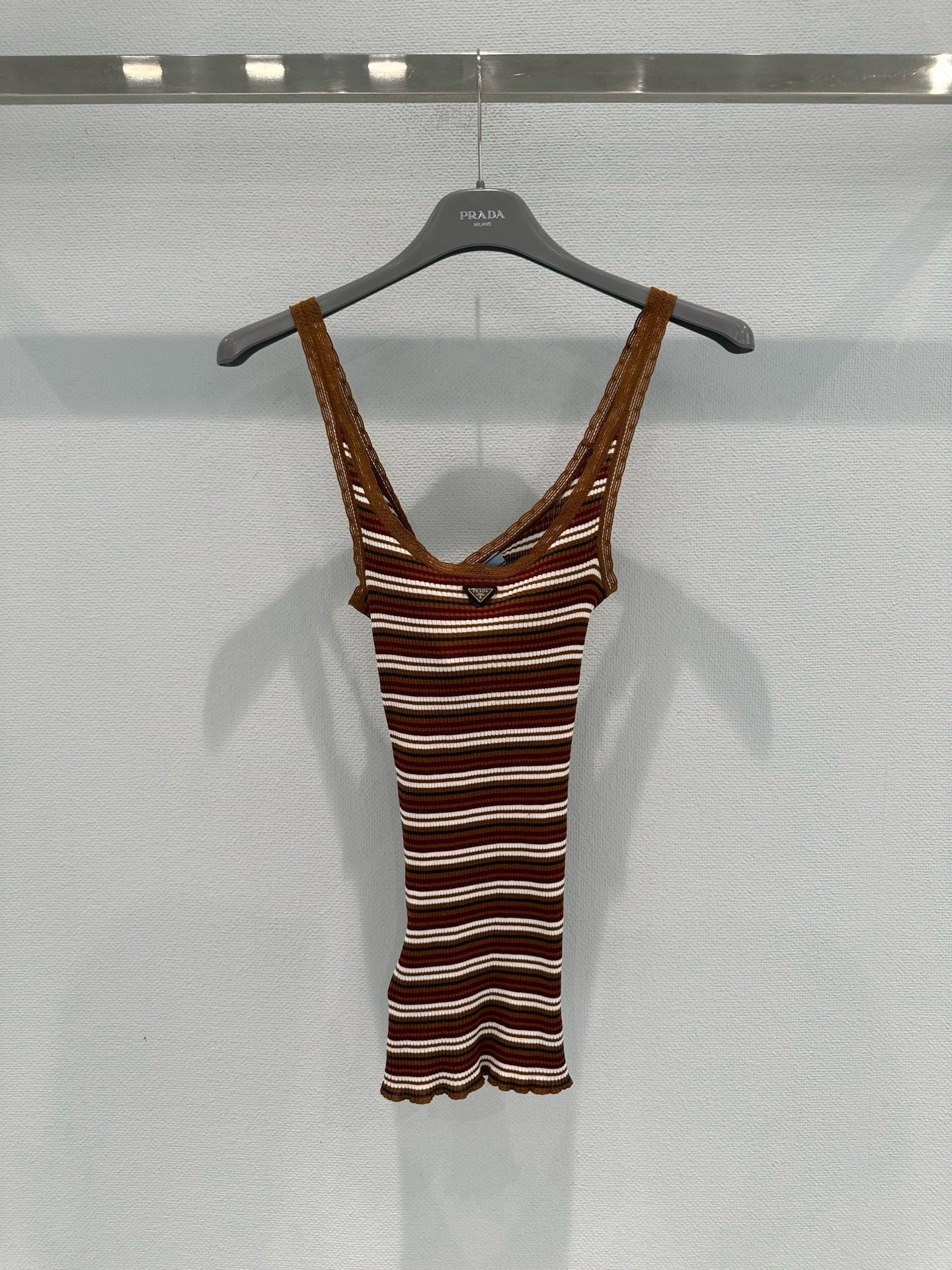 Lace-trimmed striped vest
