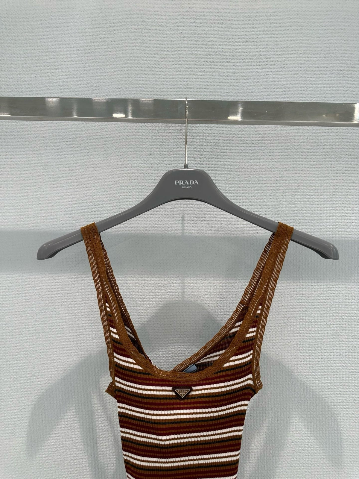 Lace-trimmed striped vest