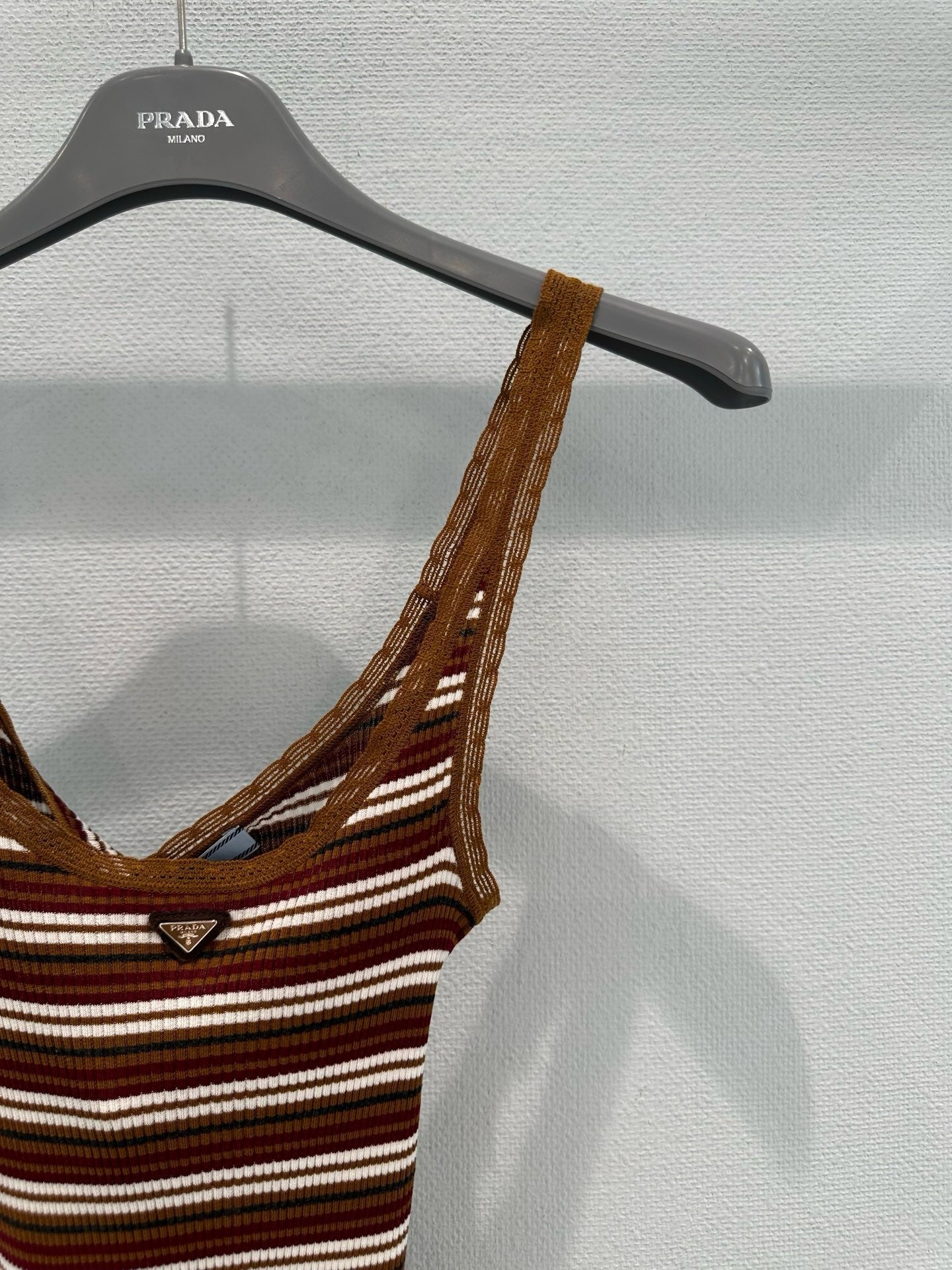 Lace-trimmed striped vest