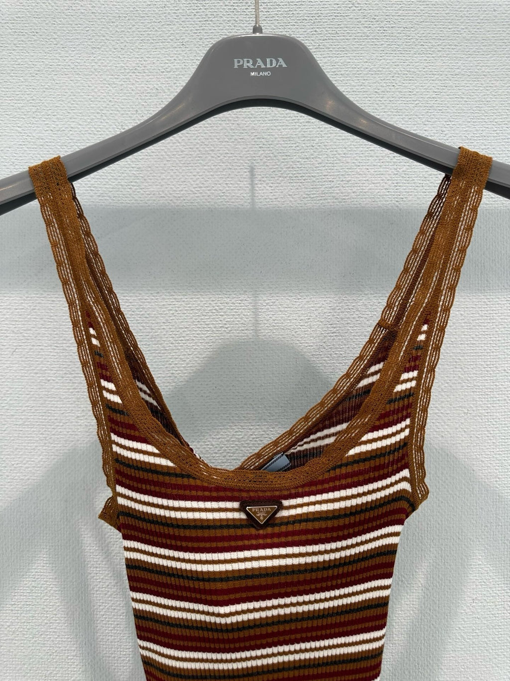 Lace-trimmed striped vest