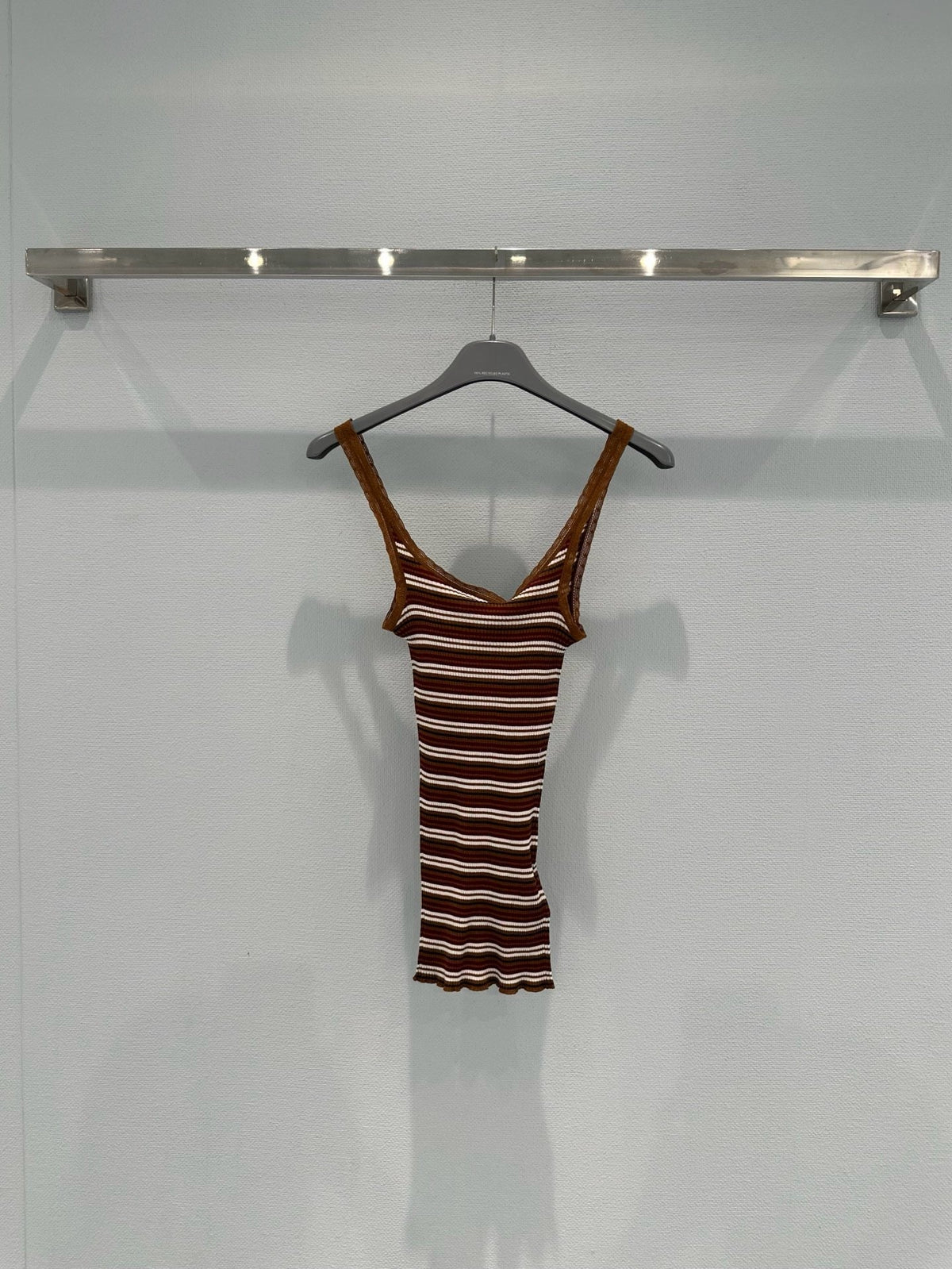 Lace-trimmed striped vest