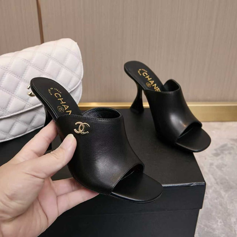 Open-toe high-heeled mules