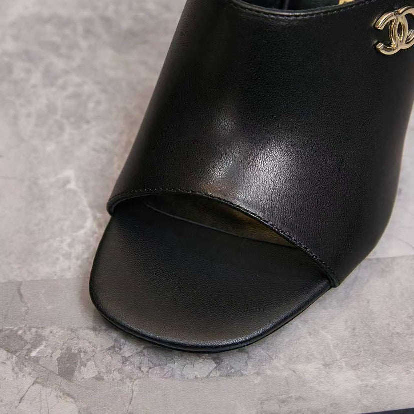Open-toe high-heeled mules