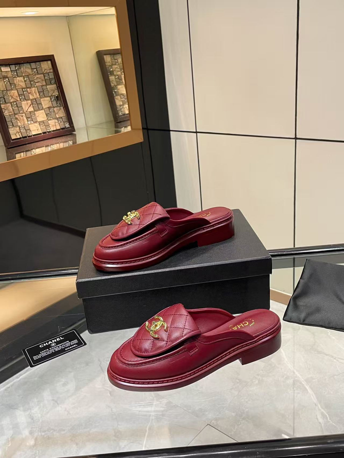 Satchel-Buckle Loafer Mules