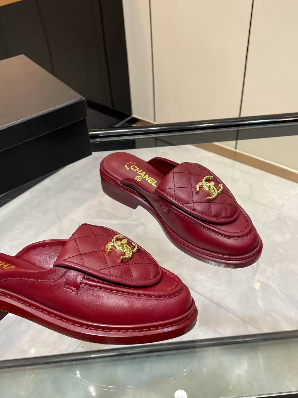 Satchel-Buckle Loafer Mules