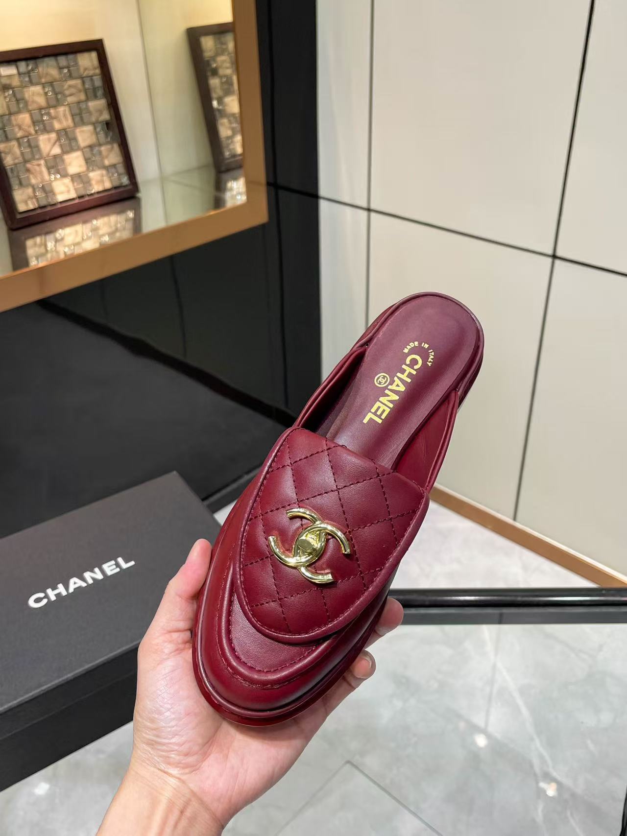 Satchel-Buckle Loafer Mules