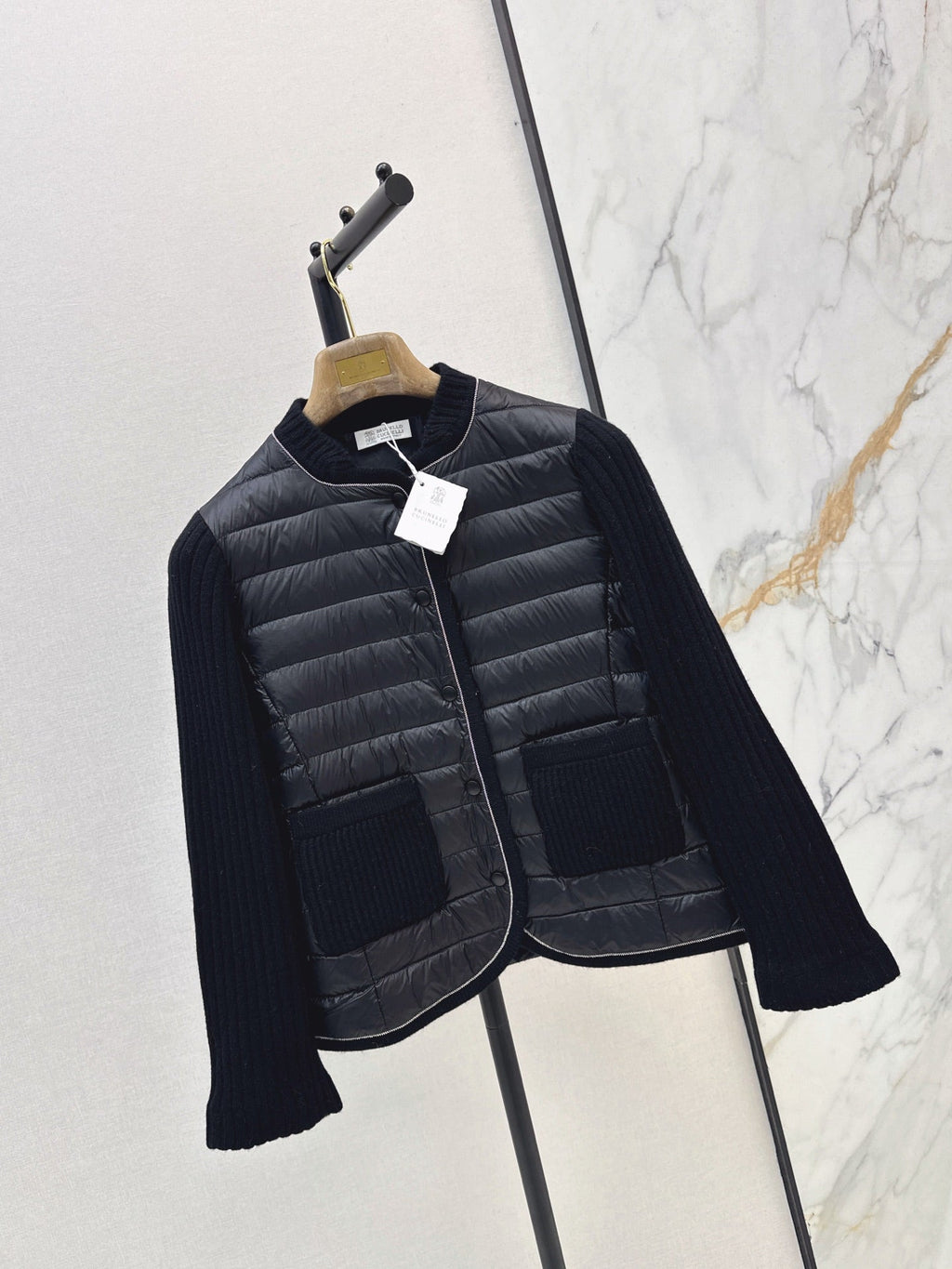 Brunello Cucinelli / 26 Fall-Winter Latest Wool Knit Patchwork Down Jacket