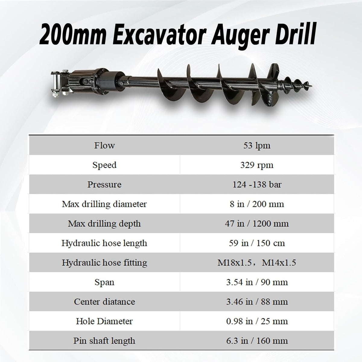 MMS Mini Excavator Auger 200mm/300mm