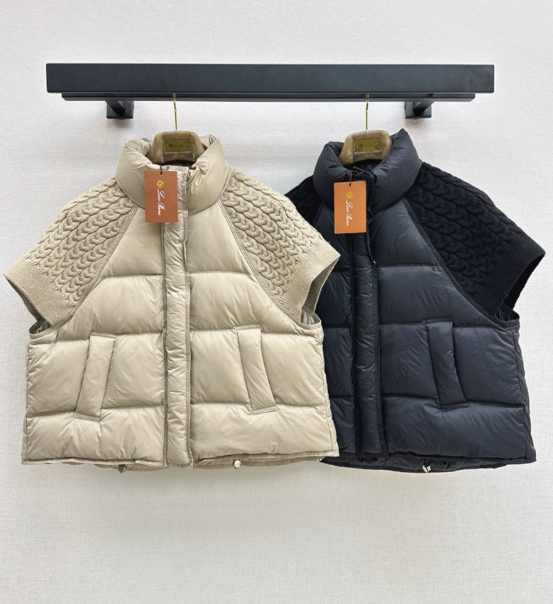 26 Fall/Winter New Wool Knit Patchwork Short-Sleeve Down Jacket