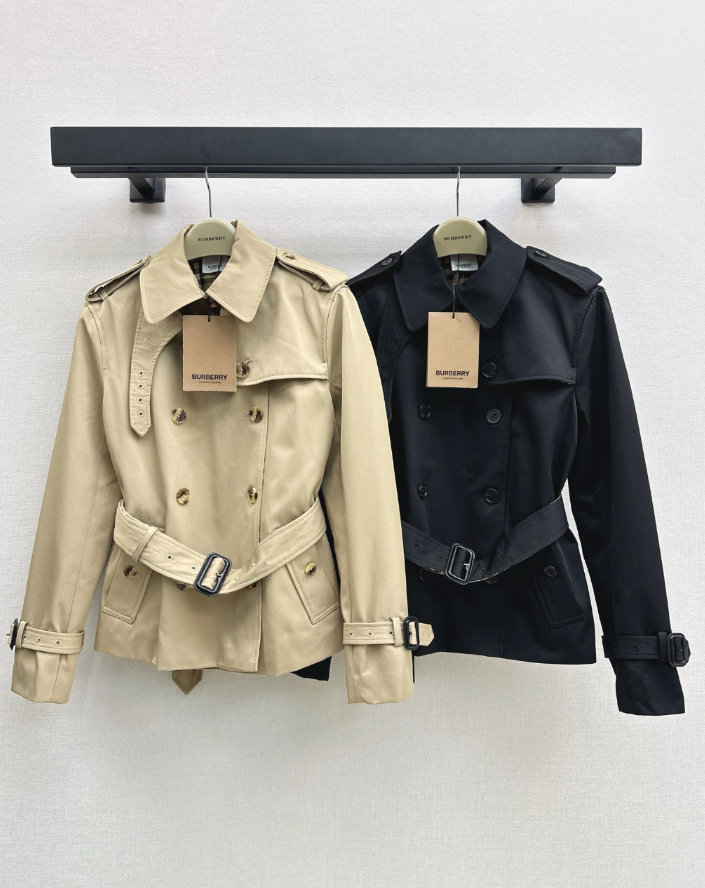 26Latest Classic Double-Breasted Short Trench Coat for Autumn/Winter