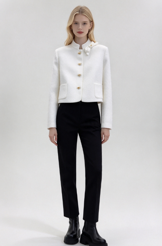 26New Long-Sleeve Cardigan with Bow Detail