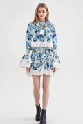 26New Lace-Trimmed Watercolor Floral Dress